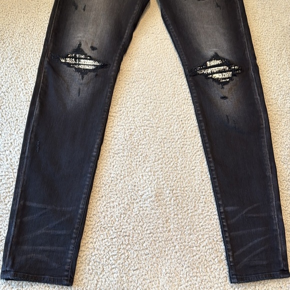 AMIRI Black Distressed Skinny Jeans Sz 38x35
amiri cashew flower kilim mx1 jeans - Picture 4 of 11